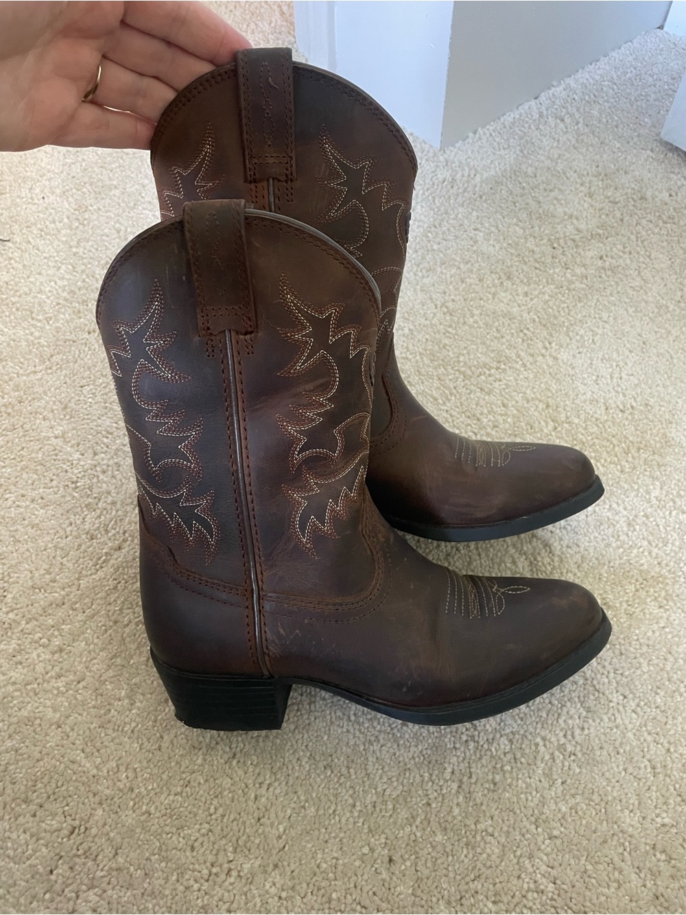 Kids Ariat Brown Western Pull-On Cowboy Boots - Picture 3 of 6